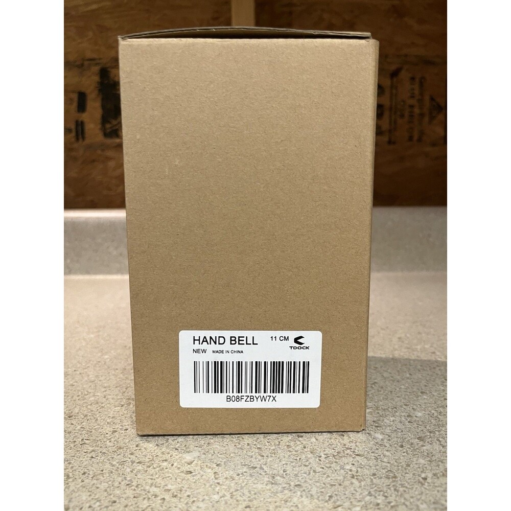 TDOCK Solid Brass Hand Bell 11cm Super Loud Call Service School Desk Bell Wood.
